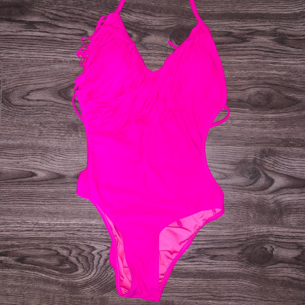 A168 Sexy Hot Pink One Piece Bikini L D85